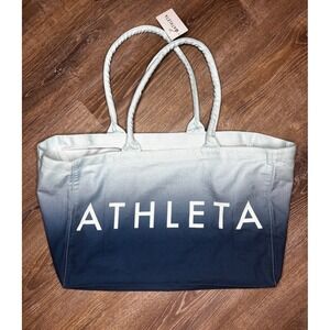 Athleta Women's Blue Ombre Tote Gym Beach Yoga Travel Bag Large 17.5x13 NWT
